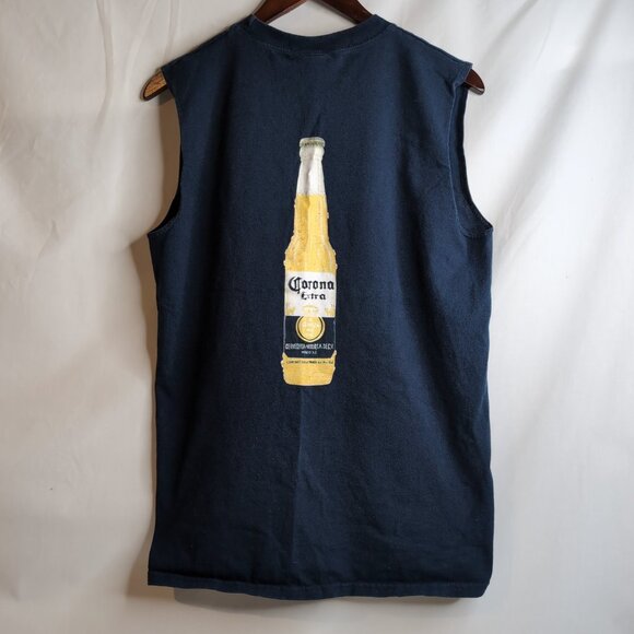 Corona Extra Men's Navy Blue Tank Top Logo and Beer Graphic Print, Size Medium - Picture 2 of 6
